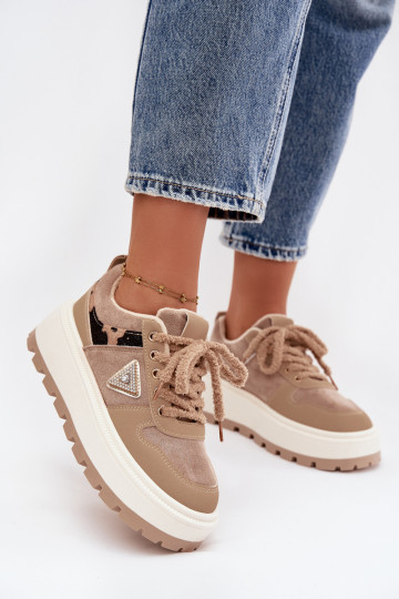 pašiltinti Sneakers modelio batai Moteriškas su platforma smėlio spalvos Florinda 2