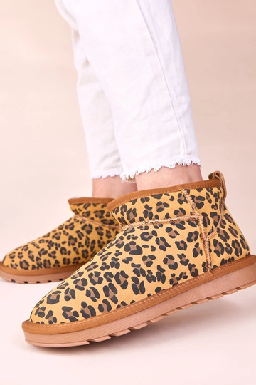 Leopardo rašto sniego batai iš natūralaus zomšo, pašiltinti kailiu Matilda 2