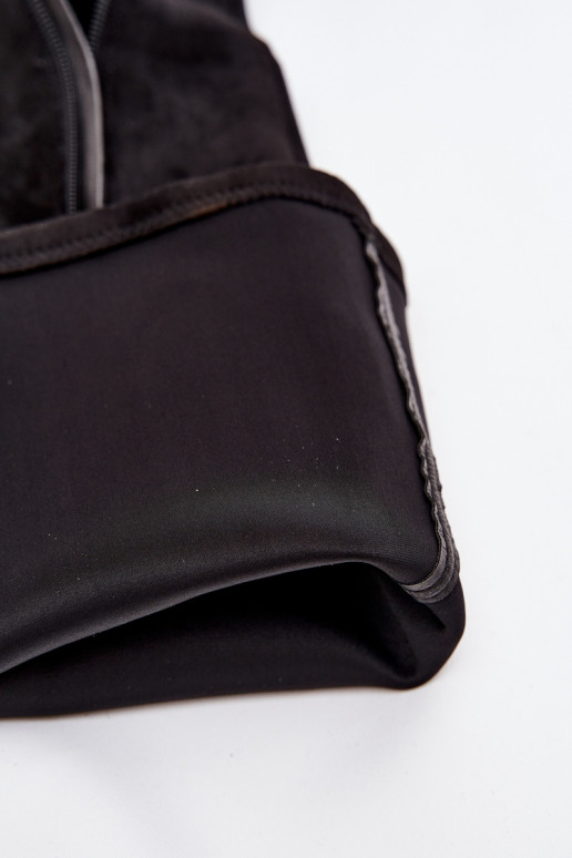 moteriški ilgaauliai batai virš kelių su kulniukais iš eko zomšosoĮe juodos spalvos Tahlina