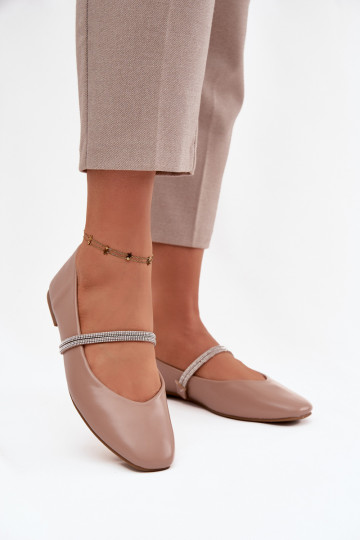 Balerinos MoteriškassuBłyszczącymi Paskami smėlio spalvos Ilirene