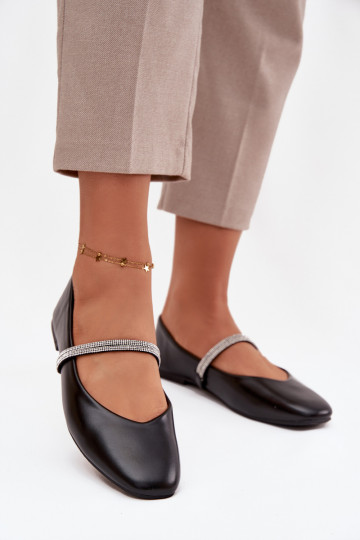 Balerinos MoteriškassuBłyszczącymi Paskami juodos spalvos Ilirene