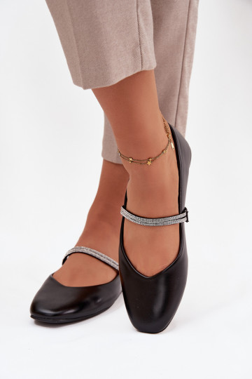 Balerinos MoteriškassuBłyszczącymi Paskami juodos spalvos Ilirene 2