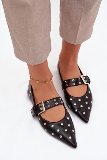 Balerinos su kniedėmis I su sagtimis Eko Oda juodos spalvos Arlenne