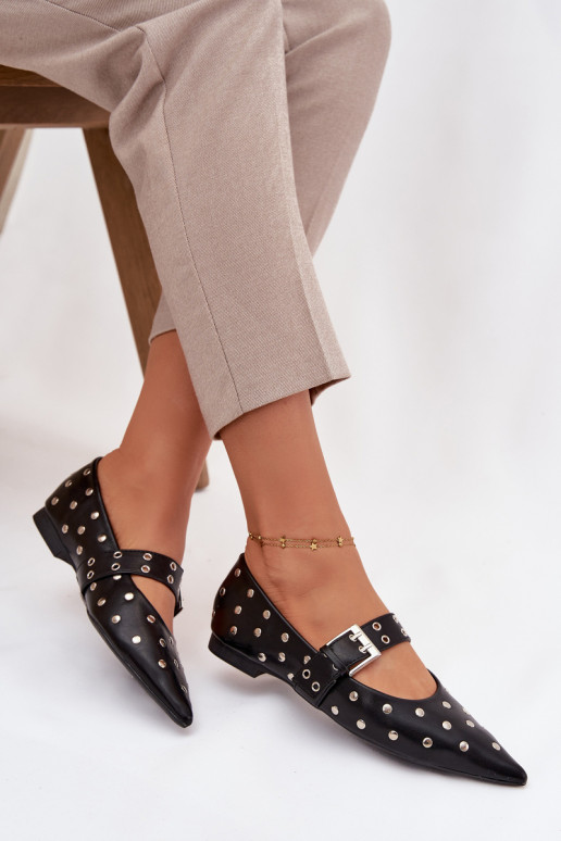 Balerinos su kniedėmis I su sagtimis Eko Oda juodos spalvos Arlenne