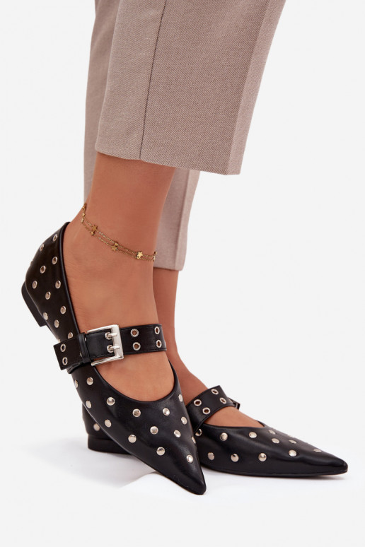 Balerinos su kniedėmis I su sagtimis Eko Oda juodos spalvos Arlenne