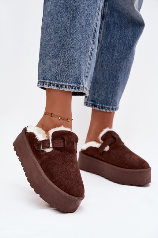 sniego batai Moteriškas su kailiuku I su sagtimis su platforma CzekoladoĮe Jessina