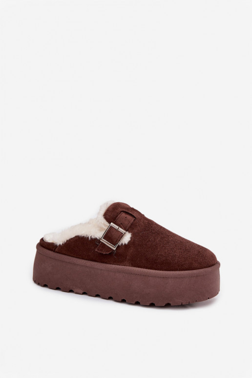 sniego batai Moteriškas su kailiuku I su sagtimis su platforma CzekoladoĮe Jessina