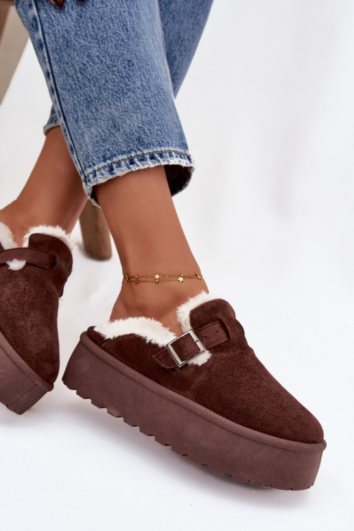 sniego batai Moteriškas su kailiuku I su sagtimis su platforma CzekoladoĮe Jessina