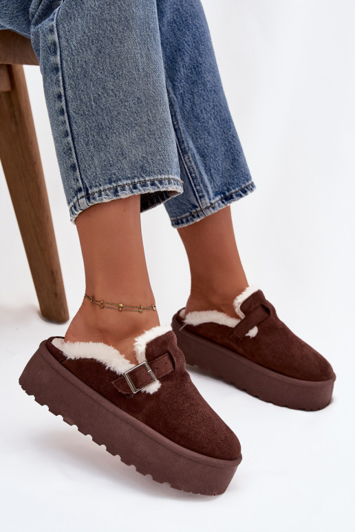 sniego batai Moteriškas su kailiuku I su sagtimis su platforma CzekoladoĮe Jessina