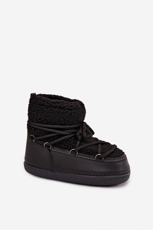 sniego batai Moteriškas su kailiuku Typu Baranek su dirželiais juodos spalvos Belira