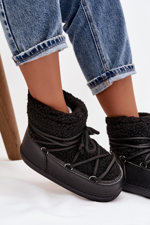 sniego batai Moteriškas su kailiuku Typu Baranek su dirželiais juodos spalvos Belira