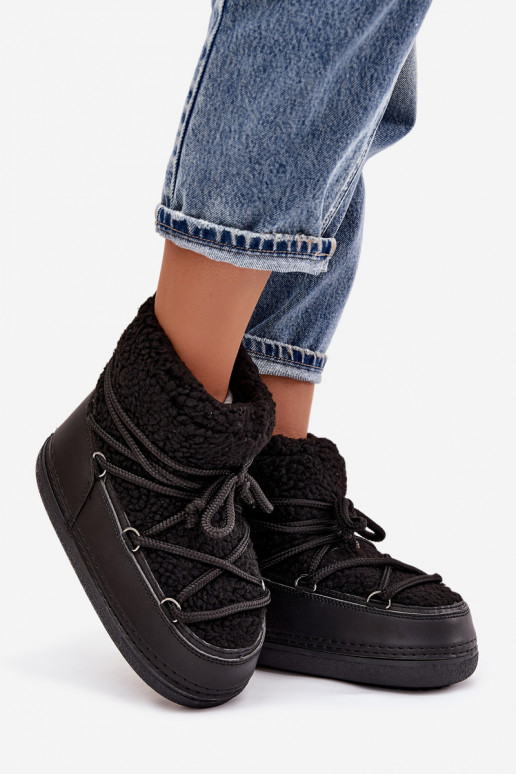 sniego batai Moteriškas su kailiuku Typu Baranek su dirželiais juodos spalvos Belira