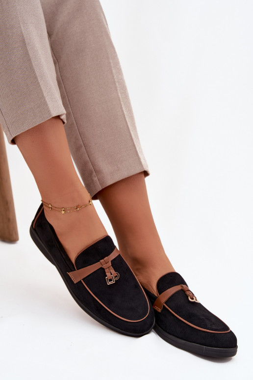 Mokasinai Mokasinai Moteriškassuiš eko zomšosu juodos spalvos DarĮen