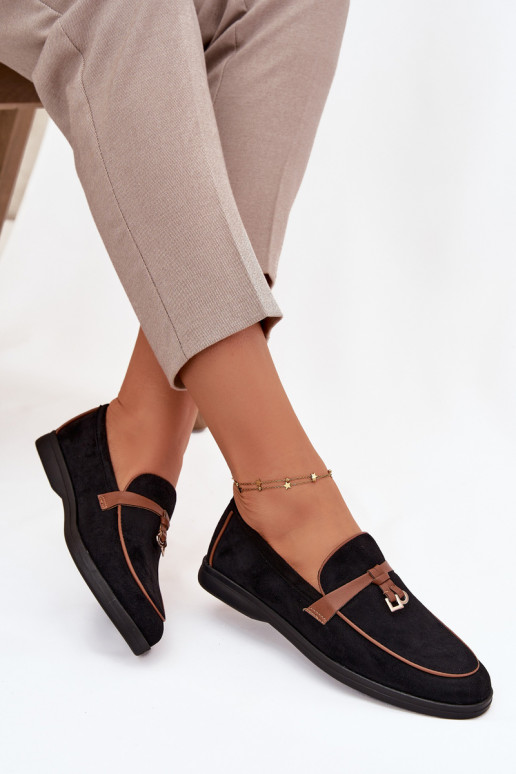 Mokasinai Mokasinai Moteriškassuiš eko zomšosu juodos spalvos DarĮen