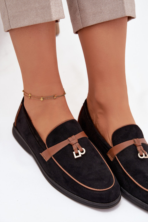 Mokasinai Mokasinai Moteriškassuiš eko zomšosu juodos spalvos DarĮen