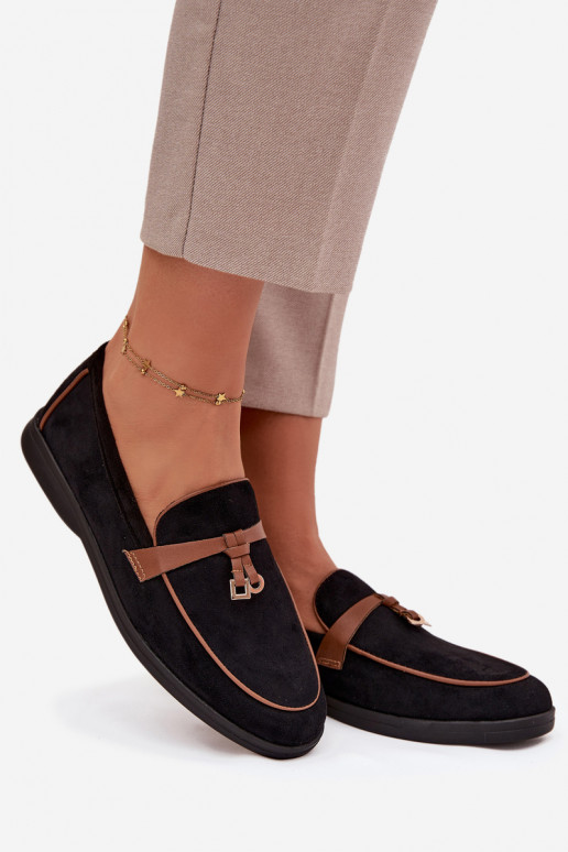 Mokasinai Mokasinai Moteriškassuiš eko zomšosu juodos spalvos DarĮen