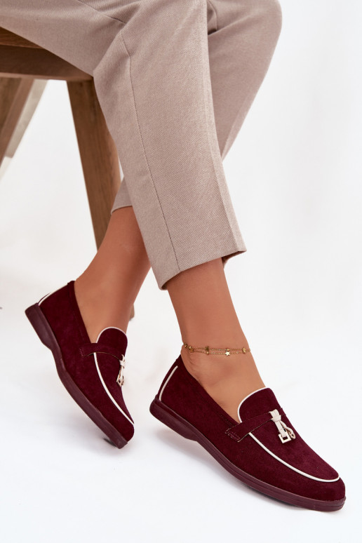 Mokasinai Mokasinai Moteriškassuiš eko zomšosu bordo spalvos DarĮen