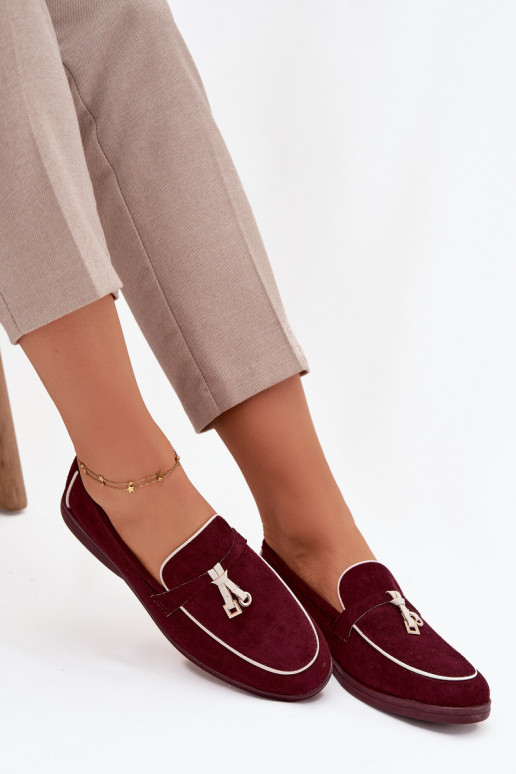 Mokasinai Mokasinai Moteriškassuiš eko zomšosu bordo spalvos DarĮen