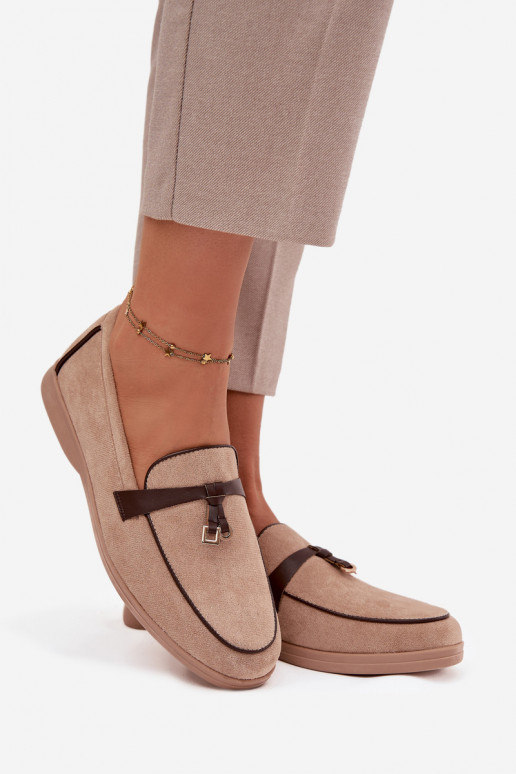 Mokasinai Mokasinai Moteriškassuiš eko zomšosu smėlio spalvos DarĮen