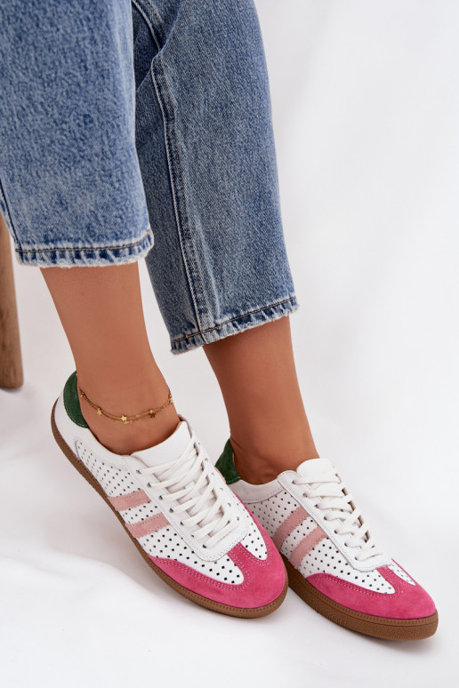 Oda su aužūro elementais Sneakers modelio batai Moteriškas Zazoo N1318 Baltos-rožinės spalvos