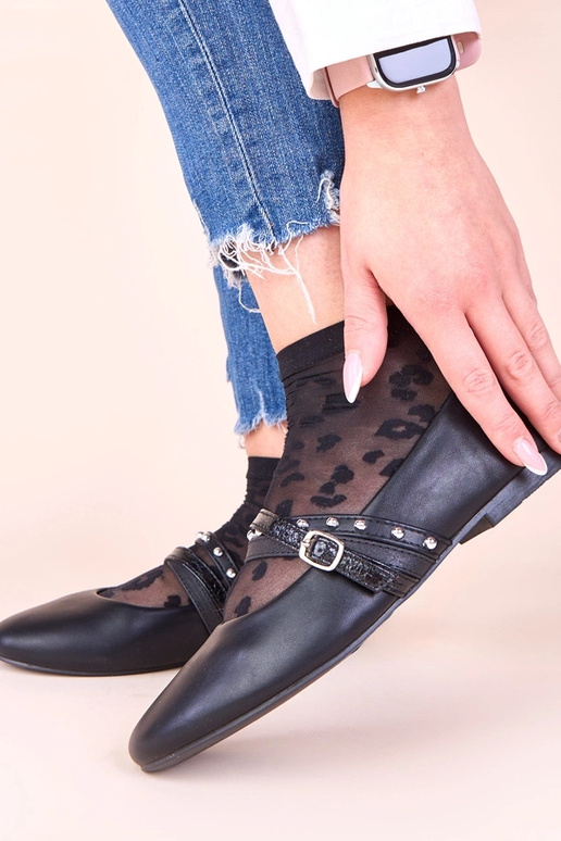 Juodos balerinos su dekoratyvinėmis...