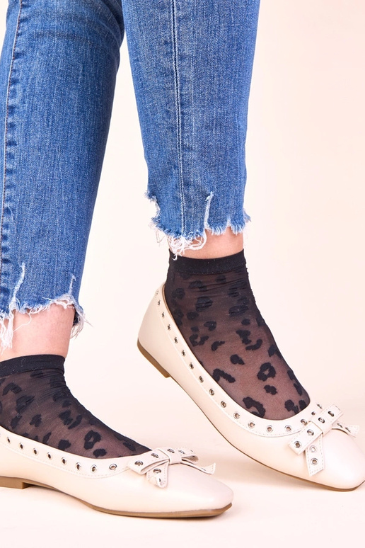 Smėlio spalvos balerinos su...