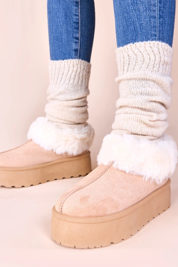 Šviesiai smėlio spalvos sniego batai su kailiu Deesi