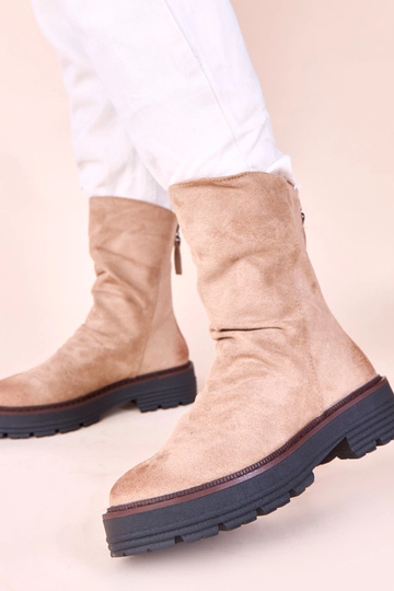 Smėlio spalvos aulinukai su raukšlėtu priekiu Arlea