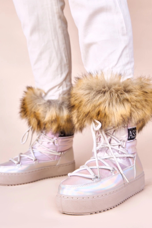 Sidabriniai sniego batai su rožiniu...