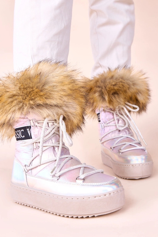 Sidabriniai sniego batai su rožiniu...