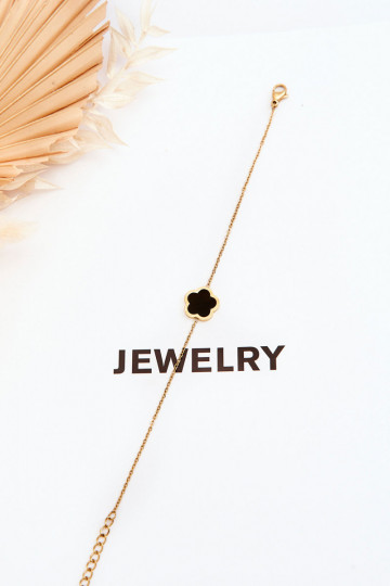 Moteriškas Apyrankė Su juoda gėle aukso spalvos 2