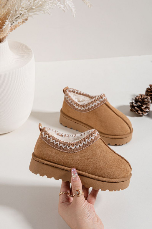 Vaikiški sniego batai su siuvinėjimu Prina, rudos spalvos