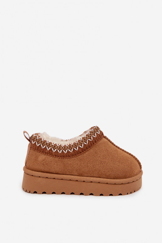 Vaikiški sniego batai su siuvinėjimu Prina, rudos spalvos