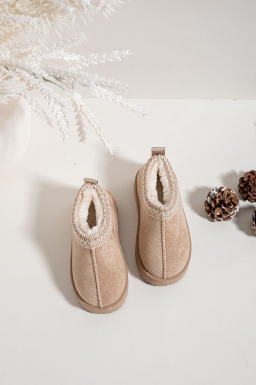 Vaikiški sniego batai su siuvinėjimu Prina, smėlio spalvos