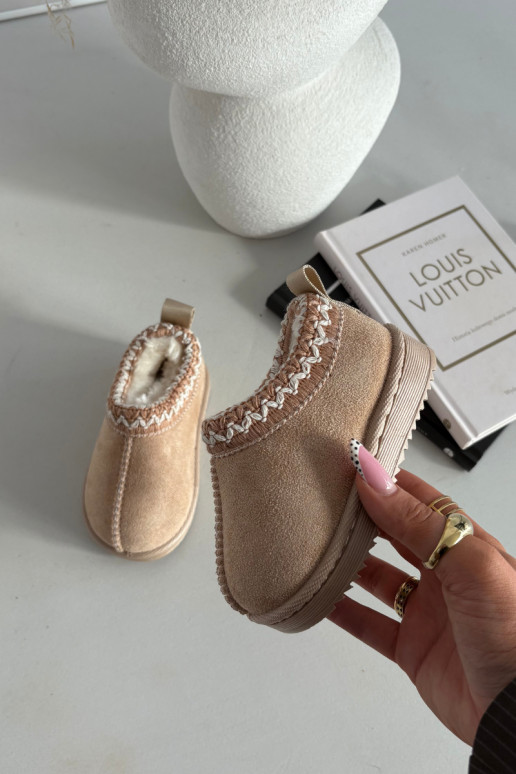 Vaikiški sniego batai su siuvinėjimu Prina, smėlio spalvos