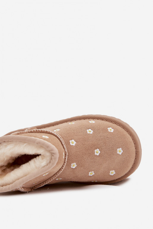 Vaikiški sniego batai su gėlių motyvais Gracina smėlio spalvos