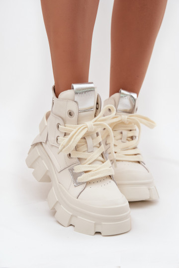 Odiniai pašiltinti sportinio stiliaus aulinukai GOE SS2N4055 baltos spalvos 2