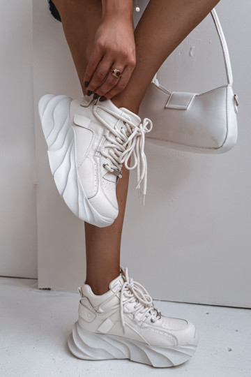 Moteriški sportiniai bateliai iš natūralios odos GOE SS2N4037 balsvos spalvos