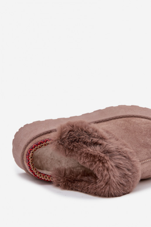 Moteriški sniego batai su platforma ir kailiuku su siuvinėjimu smėlio spalvos Querina