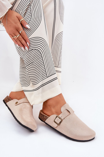 Šlepetės ChodakI Moteriškas i su platforma su sagtimis smėlio spalvos Selio