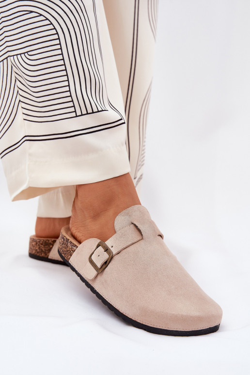 Šlepetės ChodakI Moteriškas i su platforma su sagtimis smėlio spalvos Selio