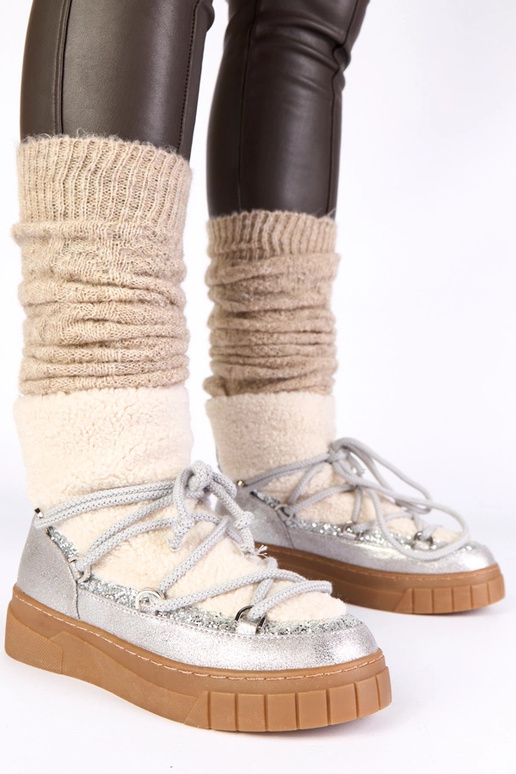 Sidabriniai šilti sniego batai su...