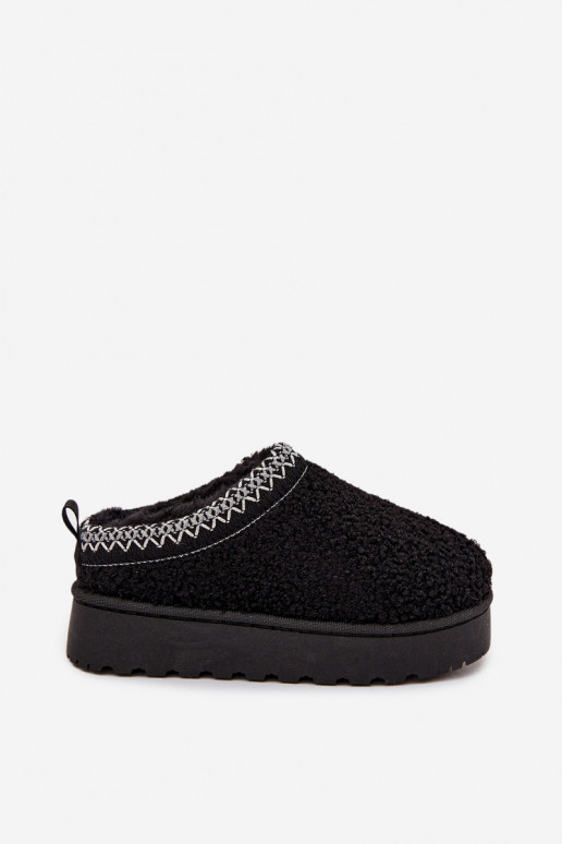 Vaikiški sniego batai jaunimui su kailiuku tipo Baranek juodos spalvos Selathiel