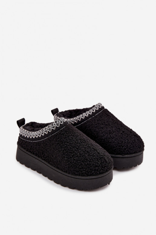 Vaikiški sniego batai jaunimui su kailiuku tipo Baranek juodos spalvos Selathiel