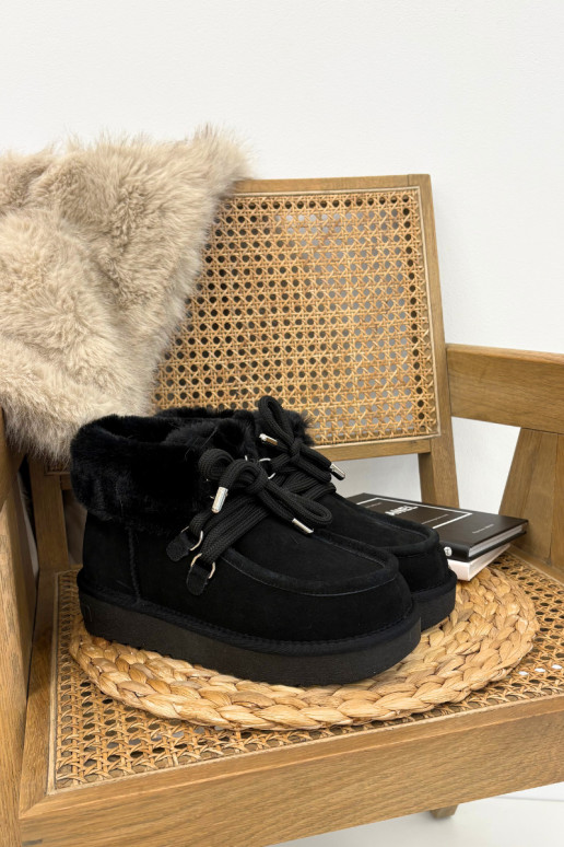 Juodos spalvos moteriški sniego batai iš natūralaus zomšo D.Franklin DFSH375006