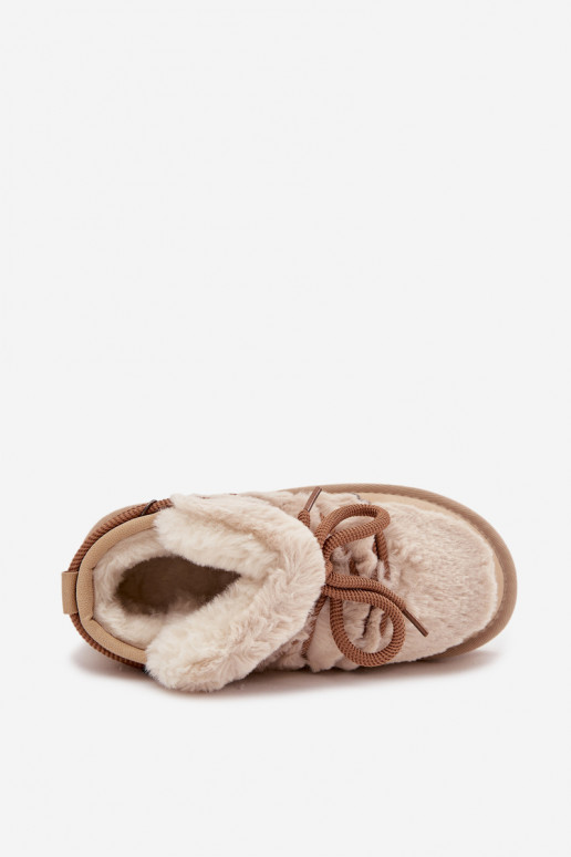 Smėlio spalvos vaikiški jaunimo sniego batai su kailiuku D.Franklin DFSH370011