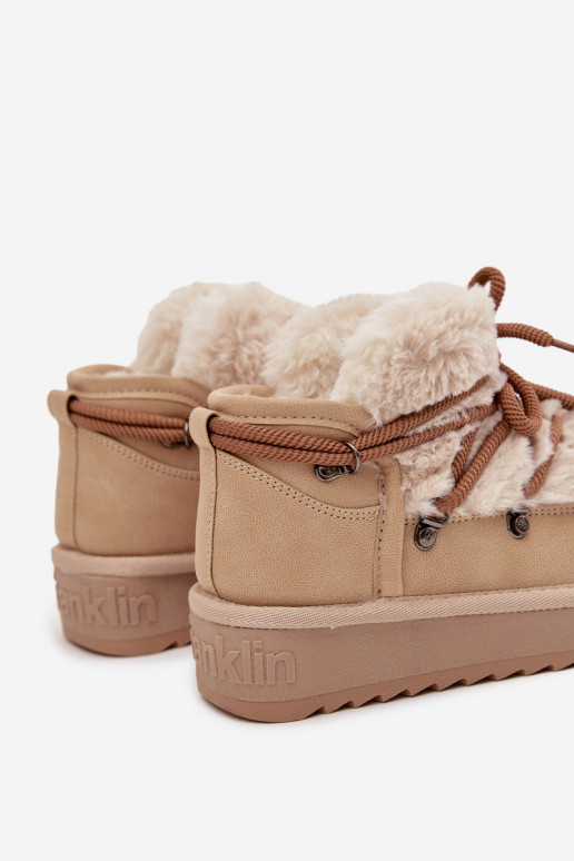 Smėlio spalvos vaikiški jaunimo sniego batai su kailiuku D.Franklin DFSH370011