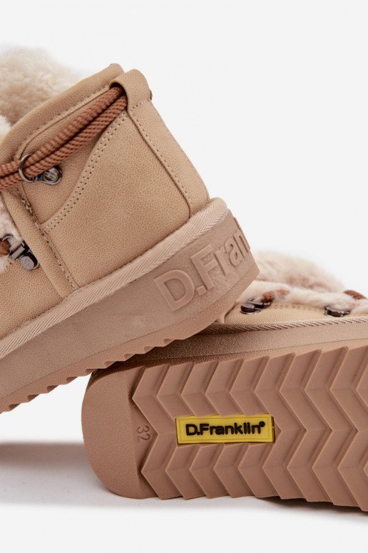 Smėlio spalvos vaikiški jaunimo sniego batai su kailiuku D.Franklin DFSH370011