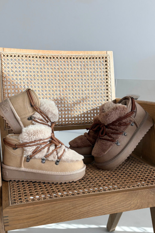 Smėlio spalvos vaikiški jaunimo sniego batai su kailiuku D.Franklin DFSH370011