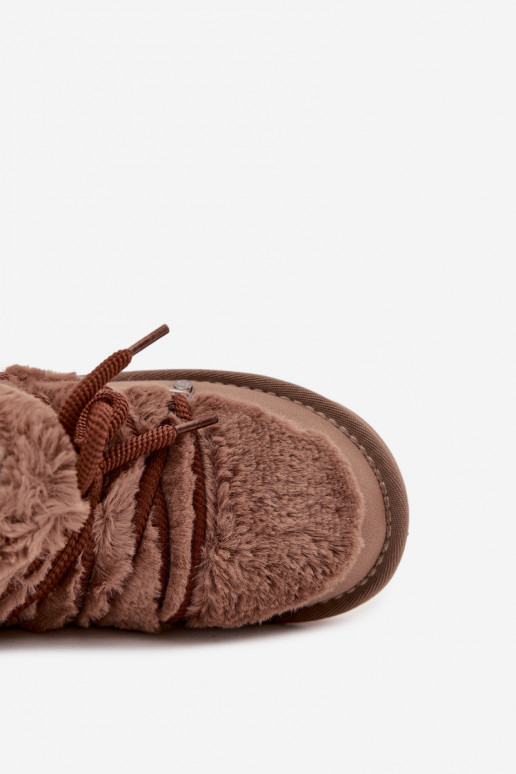 Rudos spalvos vaikiški jaunimo sniego batai su kailiuku D.Franklin DFSH370011